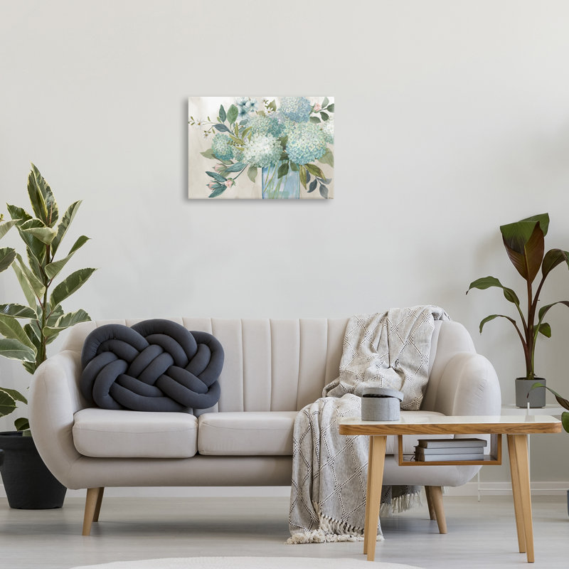 «Delicate Hydrangeas Bouquet», art mural par Nan, H 16 po x l 24 po
