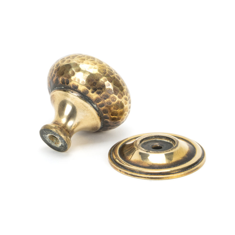 Hammered Mushroom 38mm Diameter Knob, Aged Brass