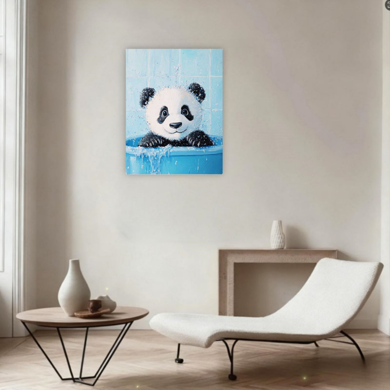 Adorable toile murale sans cadre éclaboussant un panda éclaboussant 24 po x 36 po