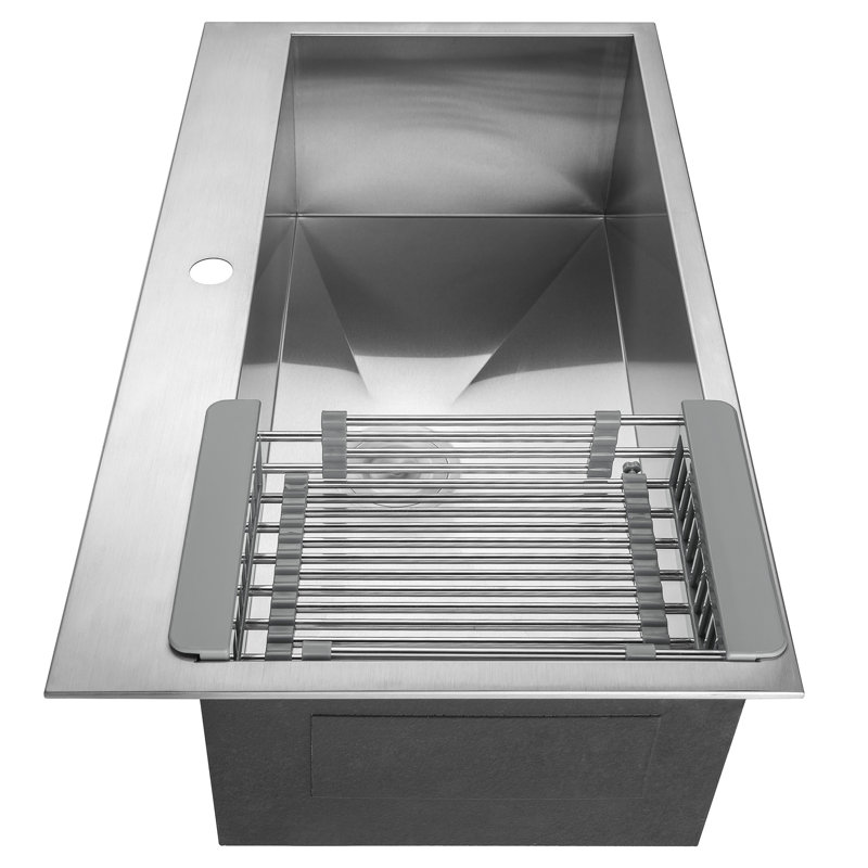 33-Inch Brushed Stainless Steel Single Bowl Kitchen Sink