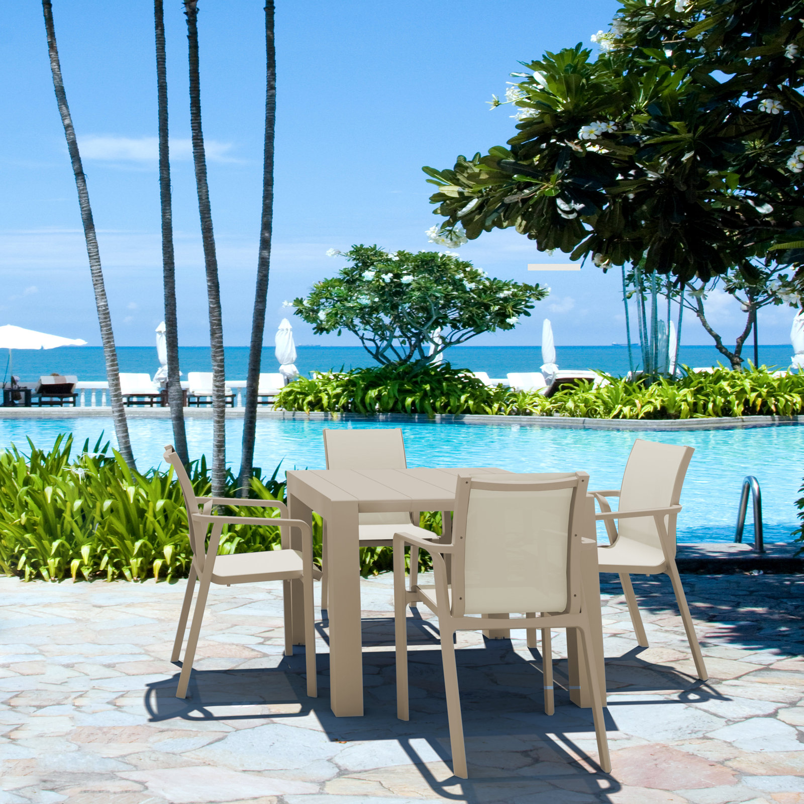 Farrah 55" Patio Dining Set, Taupe
