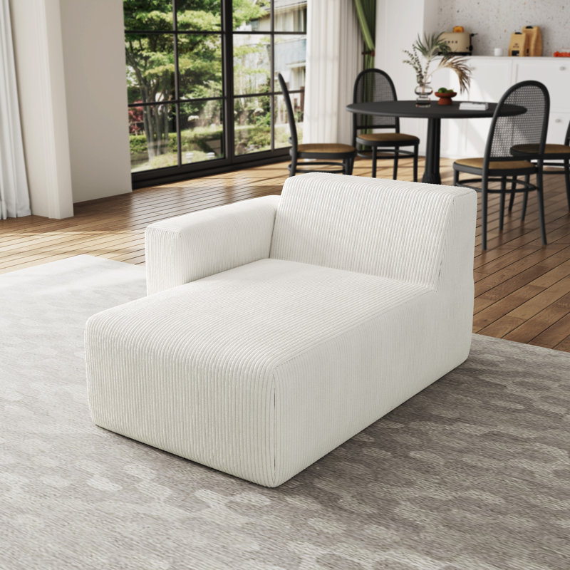 Upholstered Chaise Lounge, Left Hand Facing, Beige