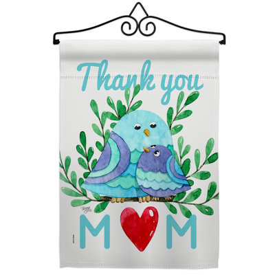 "Thank you Mom" polyester à 2 faces 18,5 x 13 po. Ensemble de drapeaux