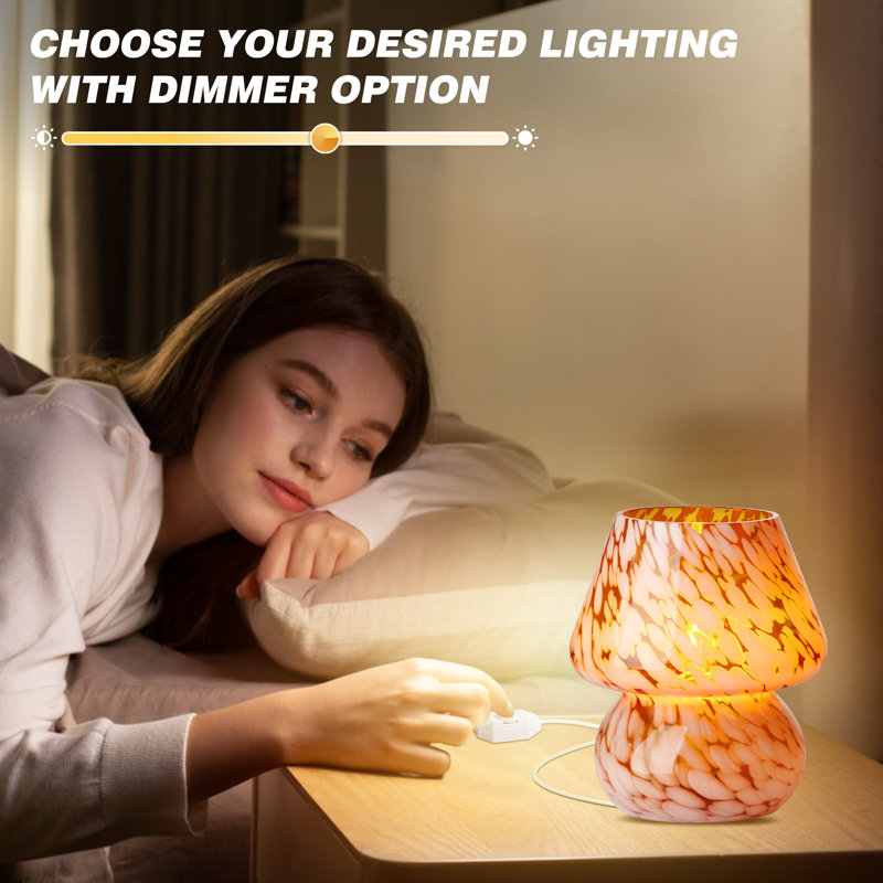 7.25” Bedside Dimmable Mushroom Ambient Table Lamp, Bulb Included, Brown