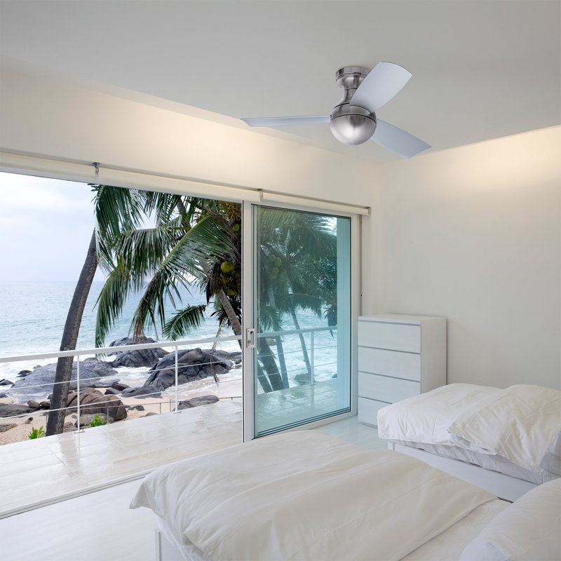 44" Flush Mount Outdoor/Indoor Smart Ceiling Fan with Remote Control, Works With Google Assistant, Amazon Alexa and IOS/Android Mobile APP