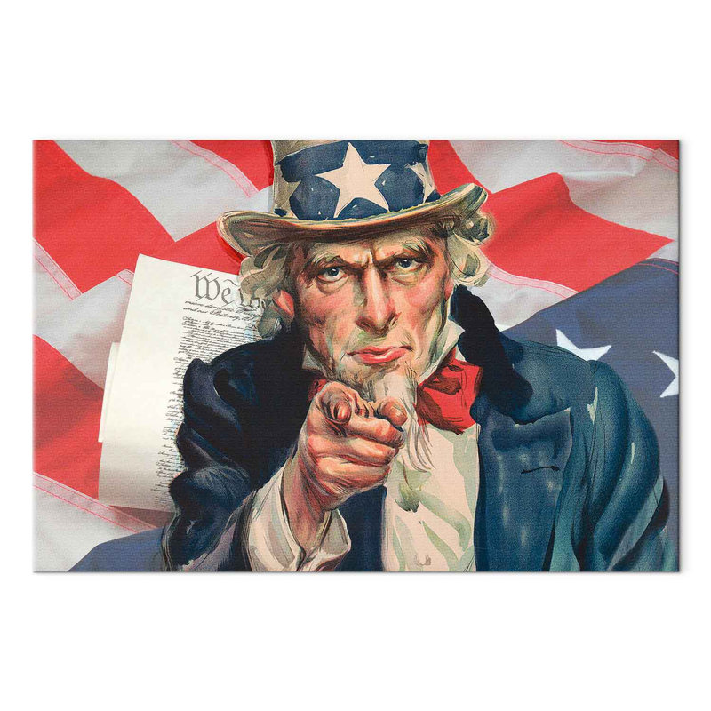 Canvas Print - Uncle Sam and flag, 15.75" H x 23.62" W