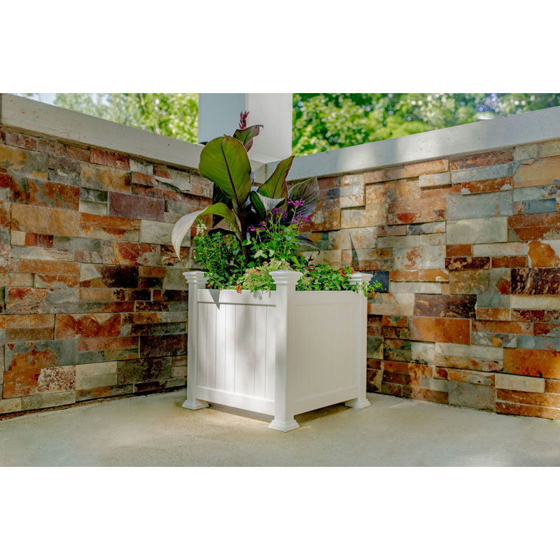 White Vinyl 16" Classic Outdoor Planter Box