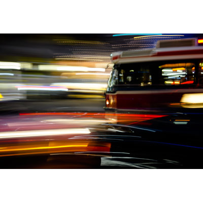 Streetcar In The Night by Pictore - Wrapped Canvas Print
