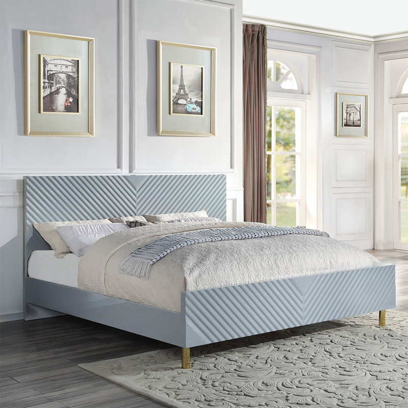 Queen Size Grey Platform Bed Frame