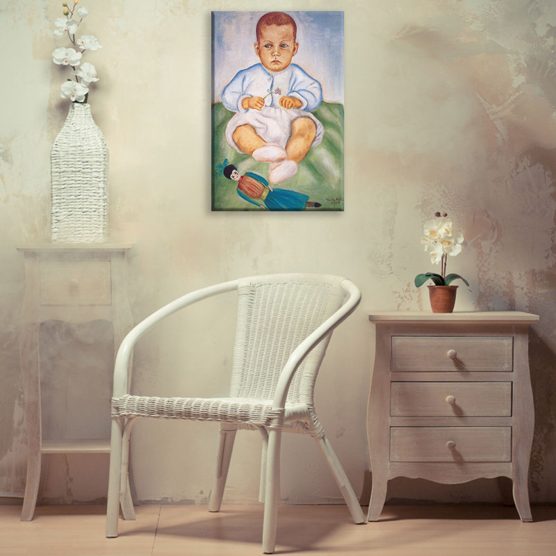 «Girl in Diaper» par Frida Kahlo, toile tendue avec châssis, H 24 po x l 17 po