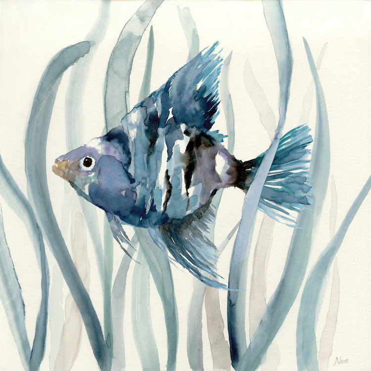 «Fish in Seagrass II», reproduction sur toile, H 37 po x l 37 po x P 1,5 po, Toile tendue, Pas de tapis