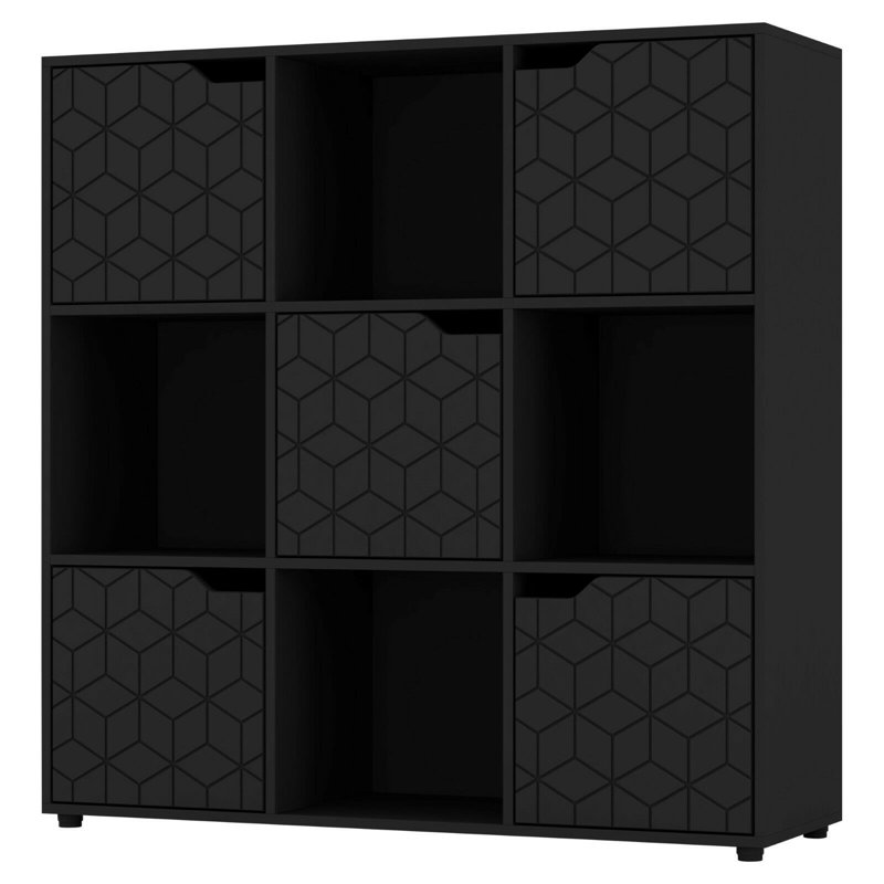 Bernuth 90.5cm H x 89cm W Cube Bookcase, Black