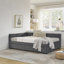 Structure de lit double capitonnée pleine grandeur avec deux tiroirs, structure de canapé-lit avec dossier confortable et accoudoirs, velours, gris (79,5 po x 58 po x 25 po)-259271454