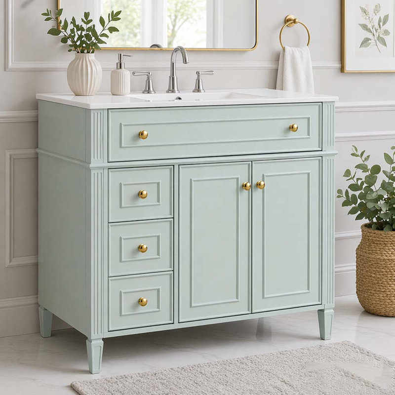 Meuble-lavabo 36 po avec lavabo, Vert