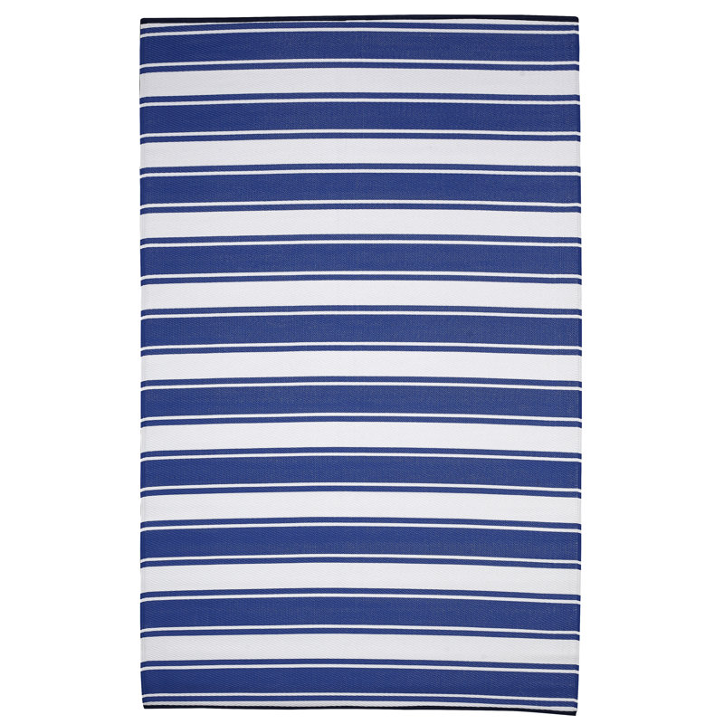 Barnette Striped Power Loom Blue Area Rug, Rectangle 5' x 8'