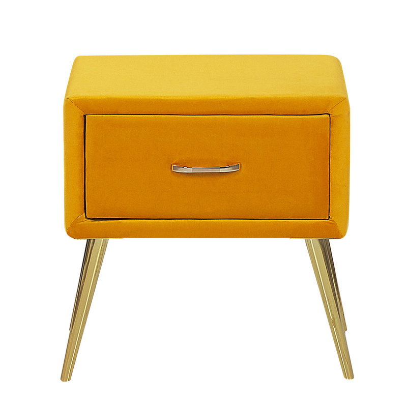 Glaser 46cm W Iron Bedside Table, Yellow