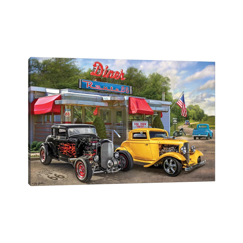 «Nostalgic America Diner» par Greg and Company - photographie sur toile tendue, H 26 po x l 40 po x 1,5 po