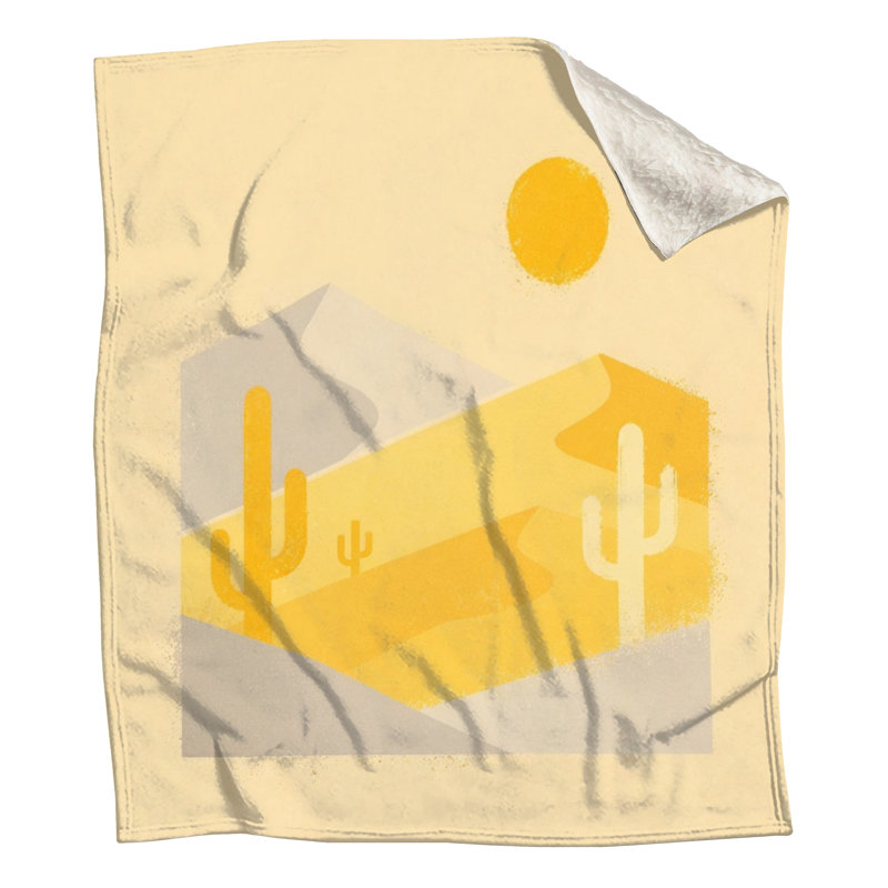 Paysage désertique avec des tapis de cactus, L 50 po x H 60 po, Beige clair, jaune vif