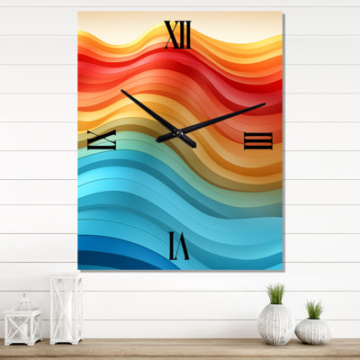 Futures vagues abstraites au pastel rétro I - formes abstraites très grandes horloges murales