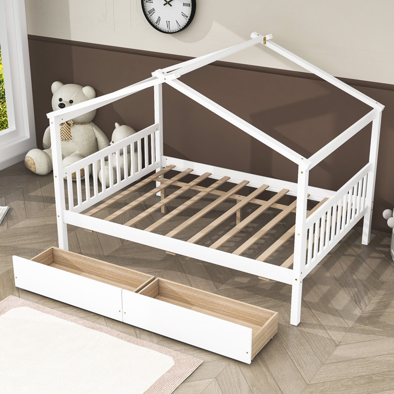 Souris Wood Daybed with 2 Big Drawers, Full, White