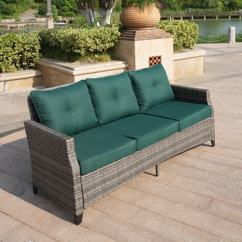 Ensemble de conversation en rotin pour 5 personnes avec coussins Wicker, P 26,77 po x L 39,76 po x H 25,59 po, Atrovirens