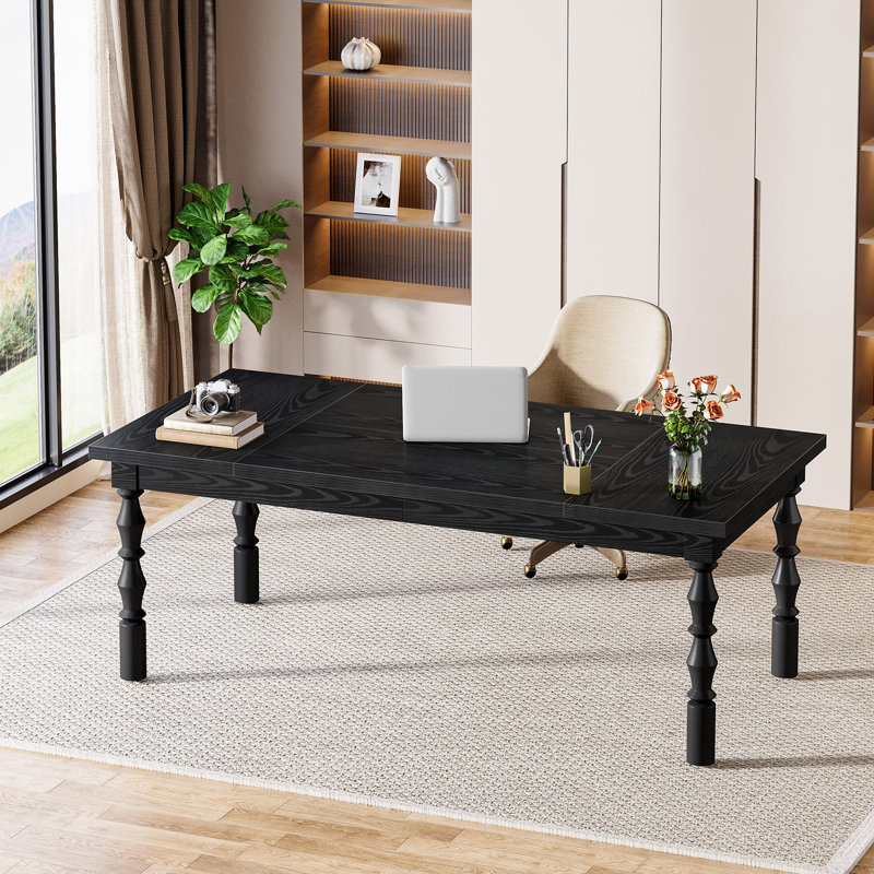 62.2" Executive Office Desk, Large Computer Desk Writing Table Workstation, Black
