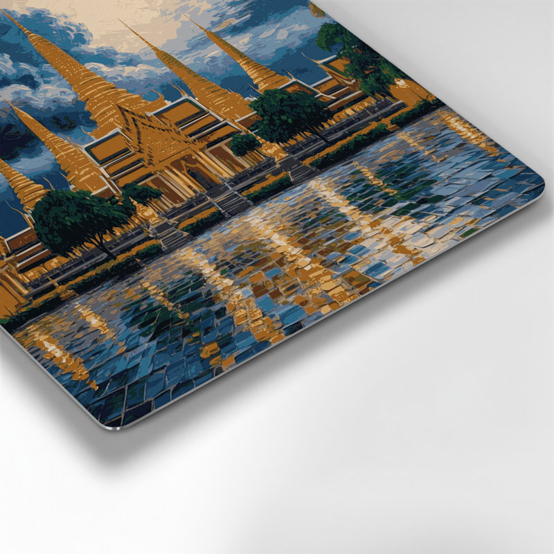 Art mural bleu en villes, cités, Thaïlande, H 32 po x l 32 po