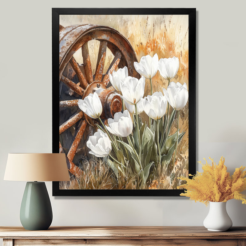 Nhek - reproduction d'art sur toile florale, Noir, noir, noir, noir, H 20 po x l 12 po, Picture Framed
