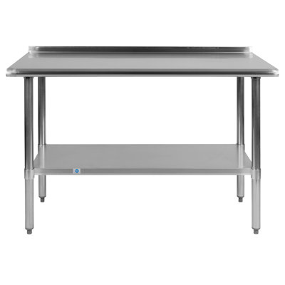 Table de préparation et de travail Woodford en acier inoxydable avec dosseret et tablette inférieure