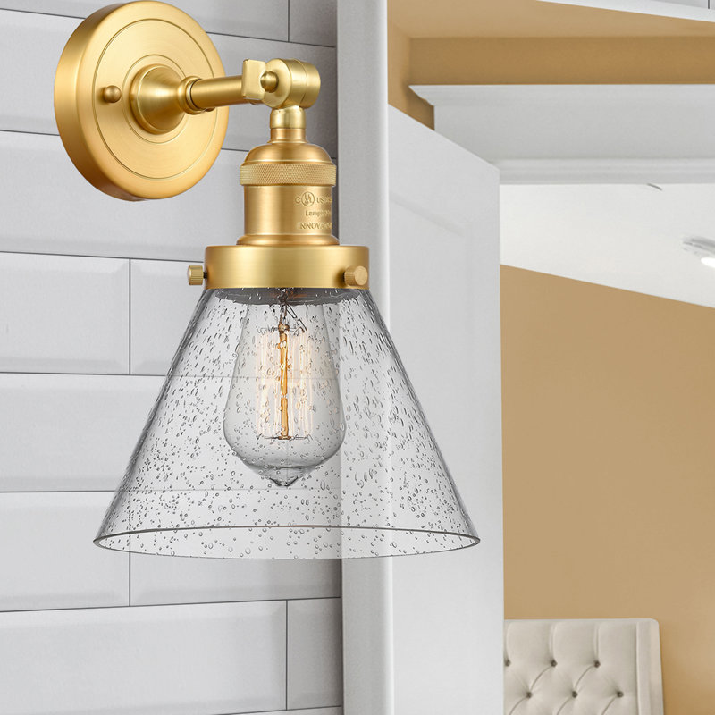 Appliquee à bras 1 lumière cône Aldona, Or satiné