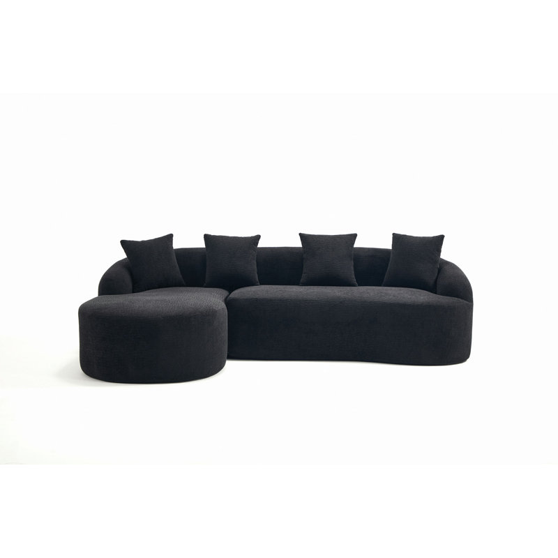 Canapé modulaire en L à compression avec méridienne courbée modulaire en chenille désossée et en N, mousse à haute densité 30D, canapé-lit modulaire minimaliste pour salon