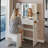 Vanity Desk Set with LED Sliding Mirror & Cushioned Stool, Dresser Set with 2 AC+2 USB Outlets & Hair Dryer Holder, Touch Control 3-Color Light for Bedroom-1523728886