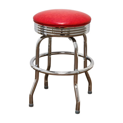 Retro Home Single Ring Chrome Pan Swivel Bar & Counter Stool