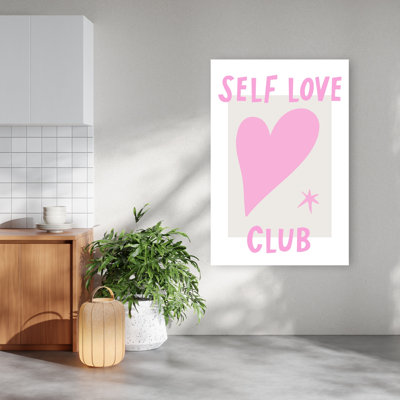 Self Love Club Heart Contemporary Minimalist Modern Architecture Landscape Wall Art Print 1 Piece Wrapped Canvas Wall Art