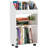 3-Tier Mobile Bookshelf, White Bookcase With Wheels, Rolling Fil...