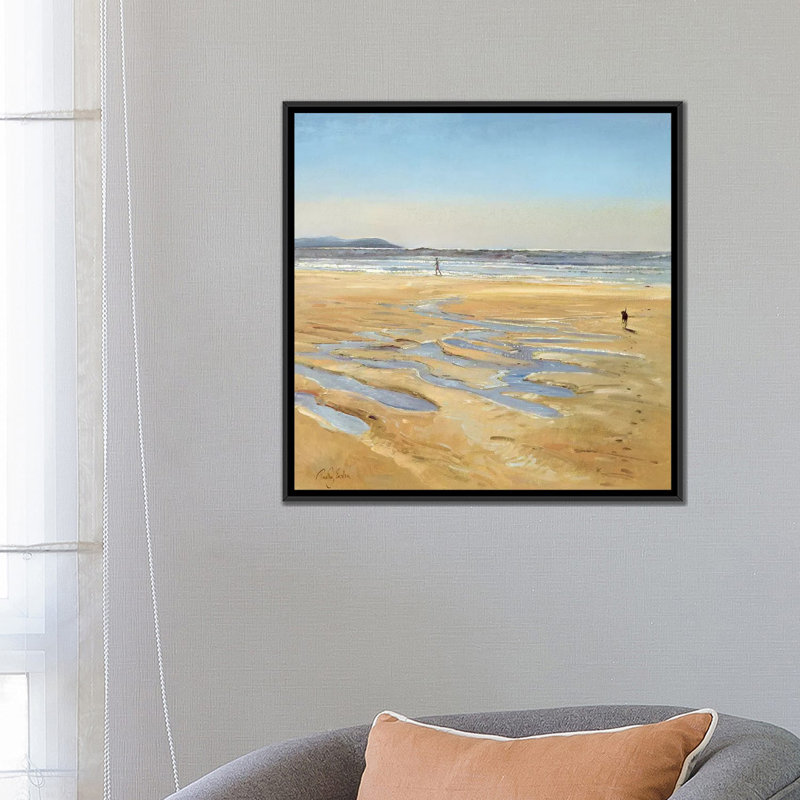 « beach poussettes », impression sur toile, H 18 po x l 18 po x P 1,5 po, Toile avec cadre noir, Pas de tapis