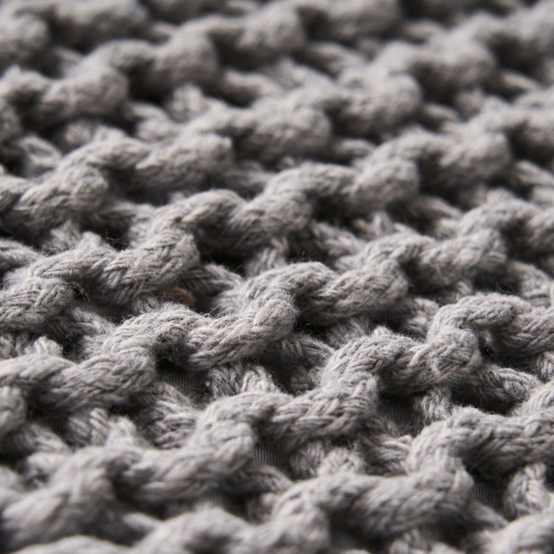 Repose-pieds tricoté en fil de coton gris - fait à la main, taille 16,68 pouces, dimensions douces et chaudes, coin douillet