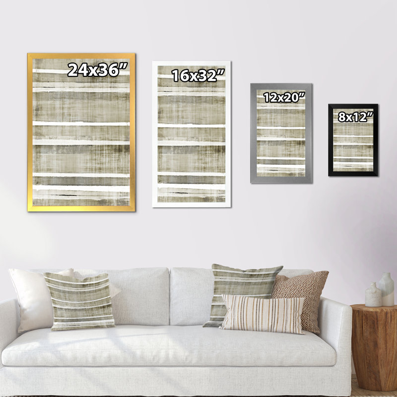 «Brown Meets Beige Abstract Stripes II», œuvre d'art moderne et contemporaine sur toile, H 20 po x l 12 po x P 1 po