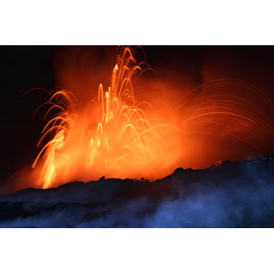 " Erupting Volcano At Night "