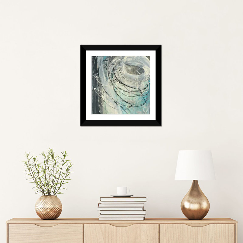 « twister », reproduction d’art sur toile tendue, H 16 po x l 16 po x P 1 po, Papier d'art encadré noir, Blanc