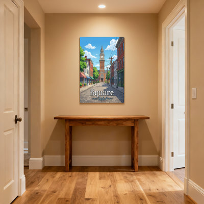 Scenic &Cityscapes City Street Clock Tower Buildings Sky Trees Sign