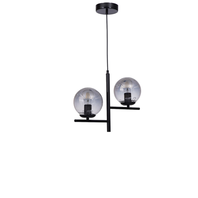Lustre, Gris / Noir, 2 niveaux, Deux lumières