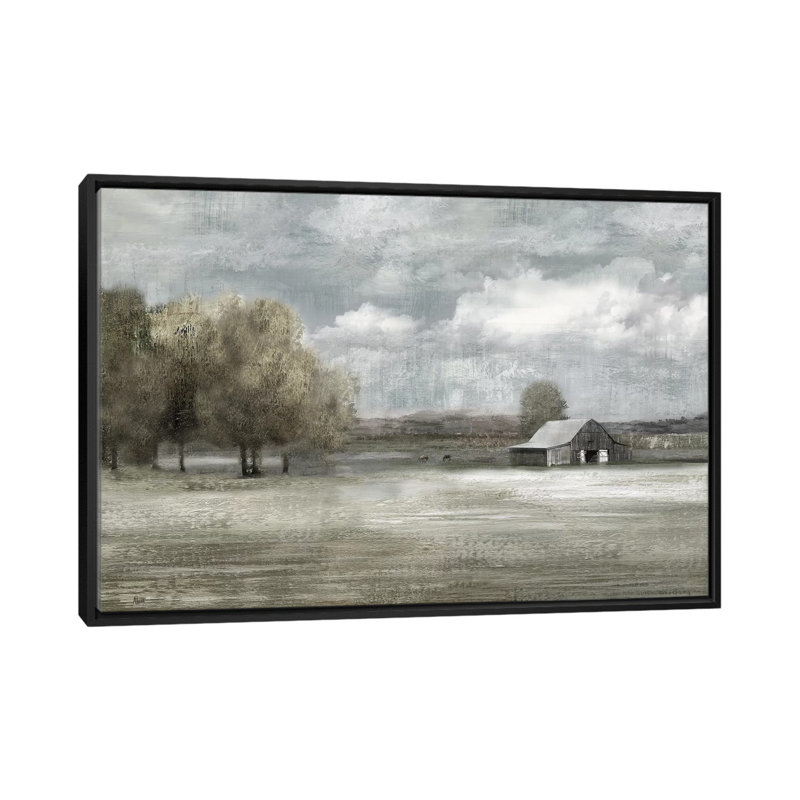 «Country Quiet» par Nan - reproduction imprimée, Cadre noir, H 18 po x l 26 po x P 1,5 po
