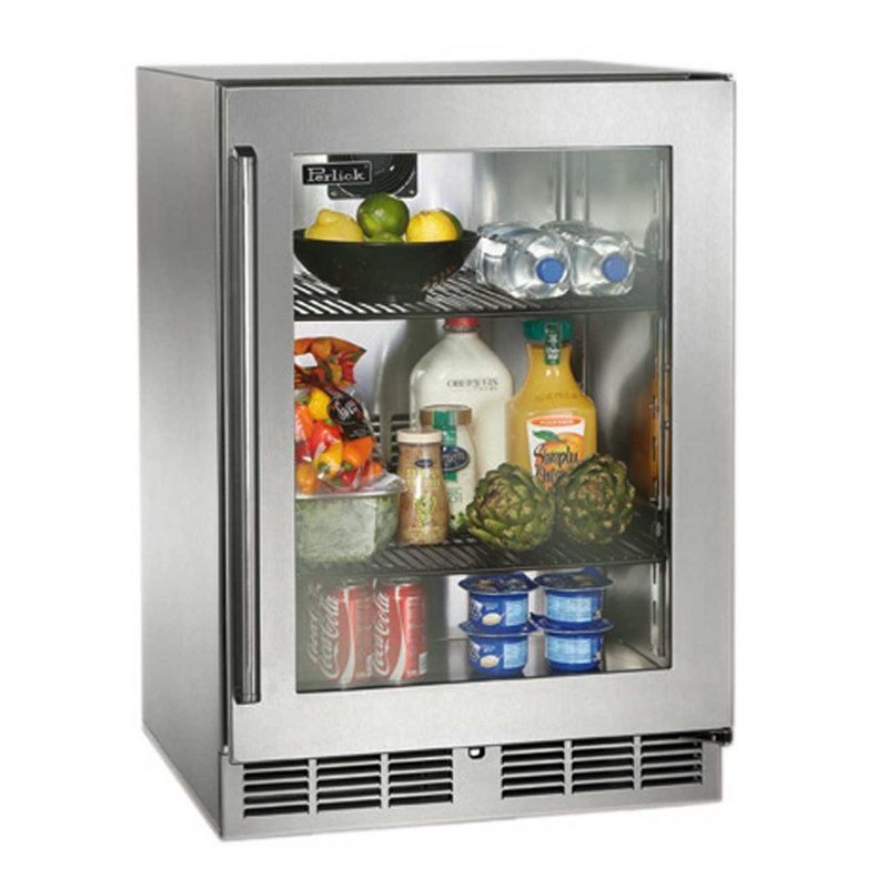 Perlick 24'' W Built-In 144 Cans (12 oz.) 5.2 Cubic Feet Beverage Cooler with Glass Door, Right