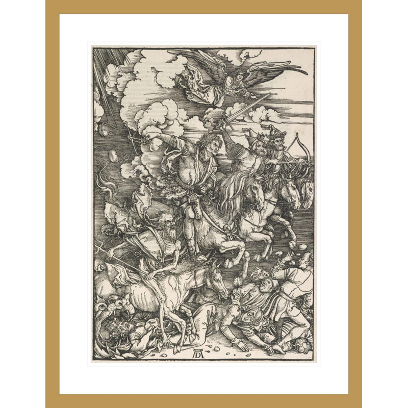 Les quatre cavaliers de l'Apocalypse de Saint-Jean par Albrecht Dürer, impression giclée sur cadre, H 29,5 po x l 22,9 po