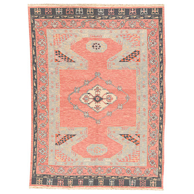 Hand Knotted Wool Area Rug in Red