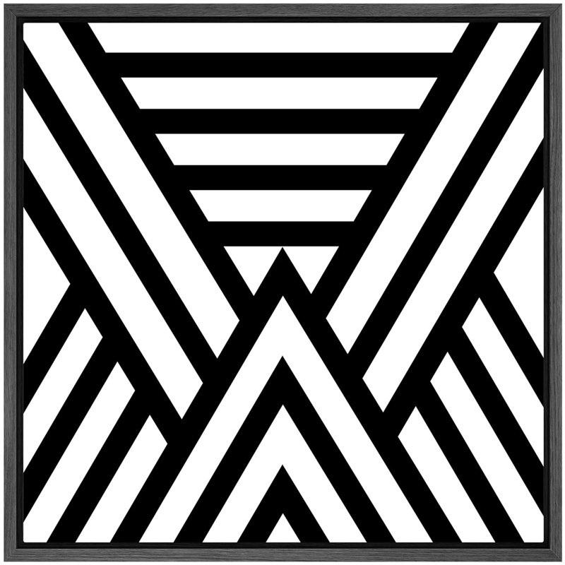 Linear Geometry " 3D Optical Illusion Triangle Line Art Pattern Abstract Shapes Minimalism Alternative Dramatic Dark ", Black