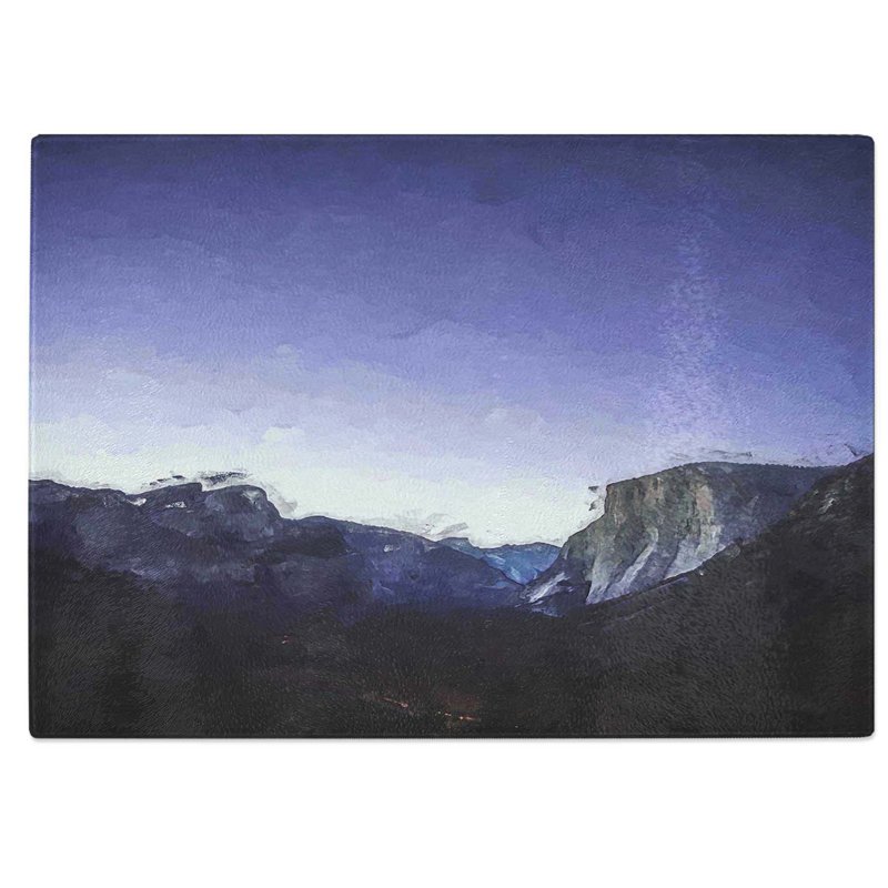 Tempered Glass Yosemite Valley at Night in California in Abstract Chopping Board, 39 cm W x 28.5 cm L