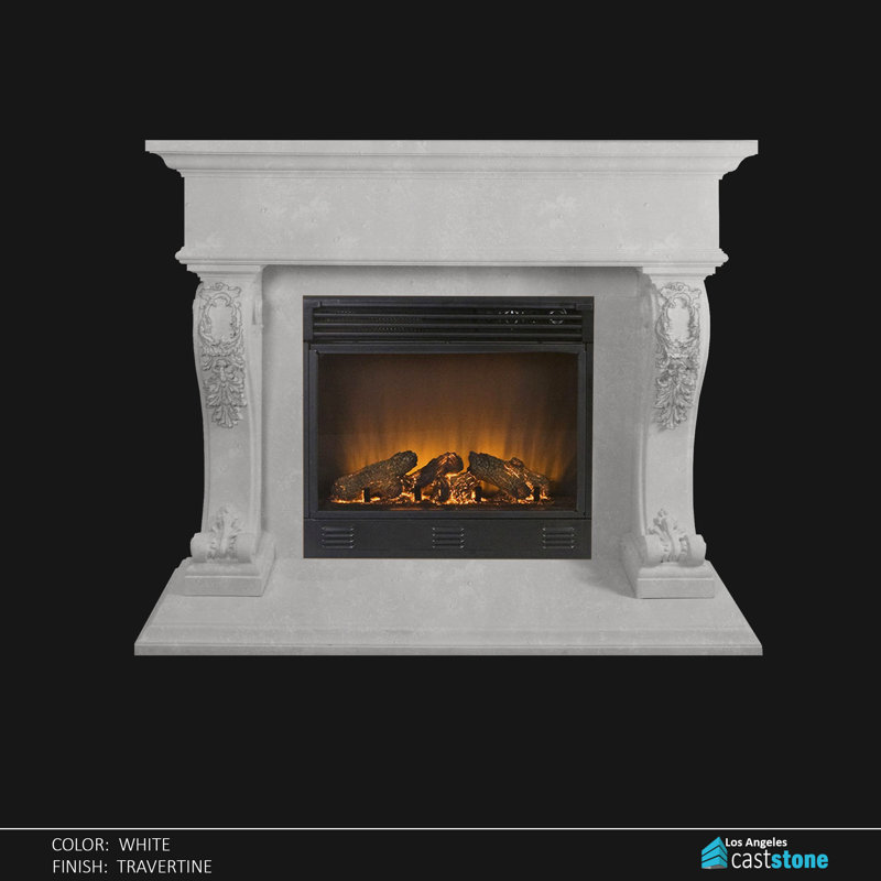 Perra Fireplace Surround, White Travertine