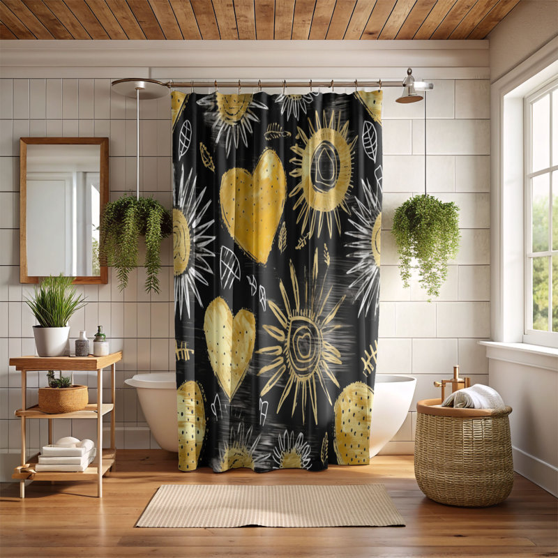 Rideau de douche Gold-Black Devotion - Premium, H 74 po x l 71 po